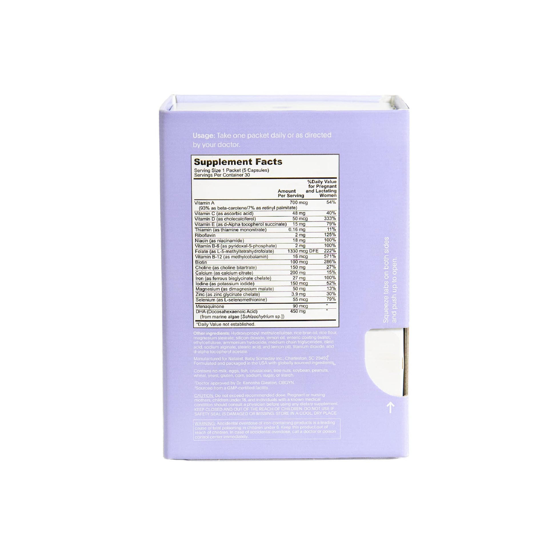 NATALIST Daily Prenatal Packs Daily Preconception & Pregnancy Formula Women's NATALIST