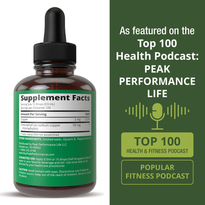 Chlorophyll Liquid Drops - Ultra High Purity, Alcohol Free, Non-GMO, Gluten Free Liquid Chlorophyll Drops Supplement. Take with Water. Internal Deodorant + Skin Care, Immune, and Digestive Support Peak PerformanceBuy Supplements Australia