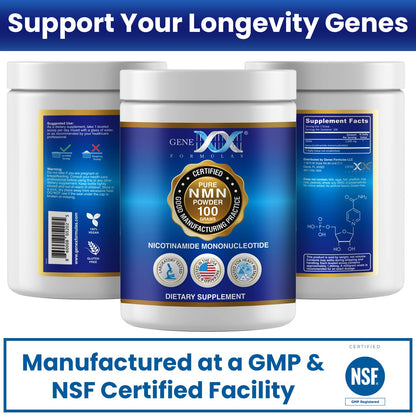 Genex Formulas Pure NMN Powder 100 Grams, Instant Dissolve, Shelf Stable, Non-Synthetic, PVP Free, Ultra-Low Density, 99.9% Pure NMN, Made in a US-Based, GMP, NSF & FSSC 22000 Certified Facility Genex FormulasBuy Supplements Australia