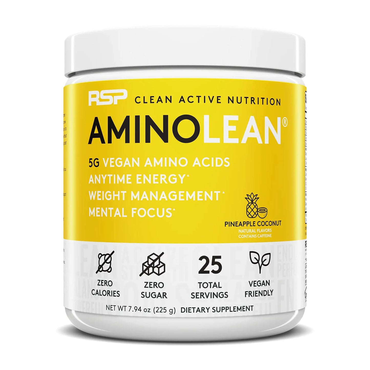 RSP NUTRITION Vegan AminoLean Pre Workout Energy (Pineapple Coconut 25 Servings) RSP NUTRITION