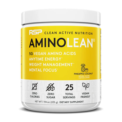 RSP NUTRITION Vegan AminoLean Pre Workout Energy (Pineapple Coconut 25 Servings) RSP NUTRITION