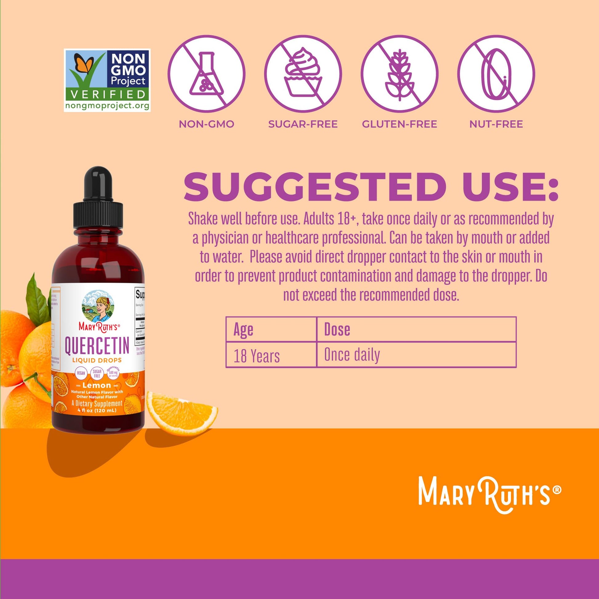 MaryRuth Organics Quercetin Liquid Drops | Sugar Free | 500mg for Adults 18 & Over | Cardiovascular Health for Adults | Bioflavonoid | Vegan | Non-GMO | Gluten Free | 4 Fl Oz MARYRUTH'SBuy Supplements Australia