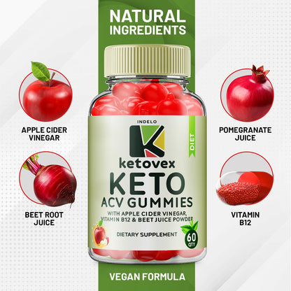 (3 Pack) Ketovex Keto BHB Gummies Advanced Formula, Ketovex BHB ACV Gummies Indelo