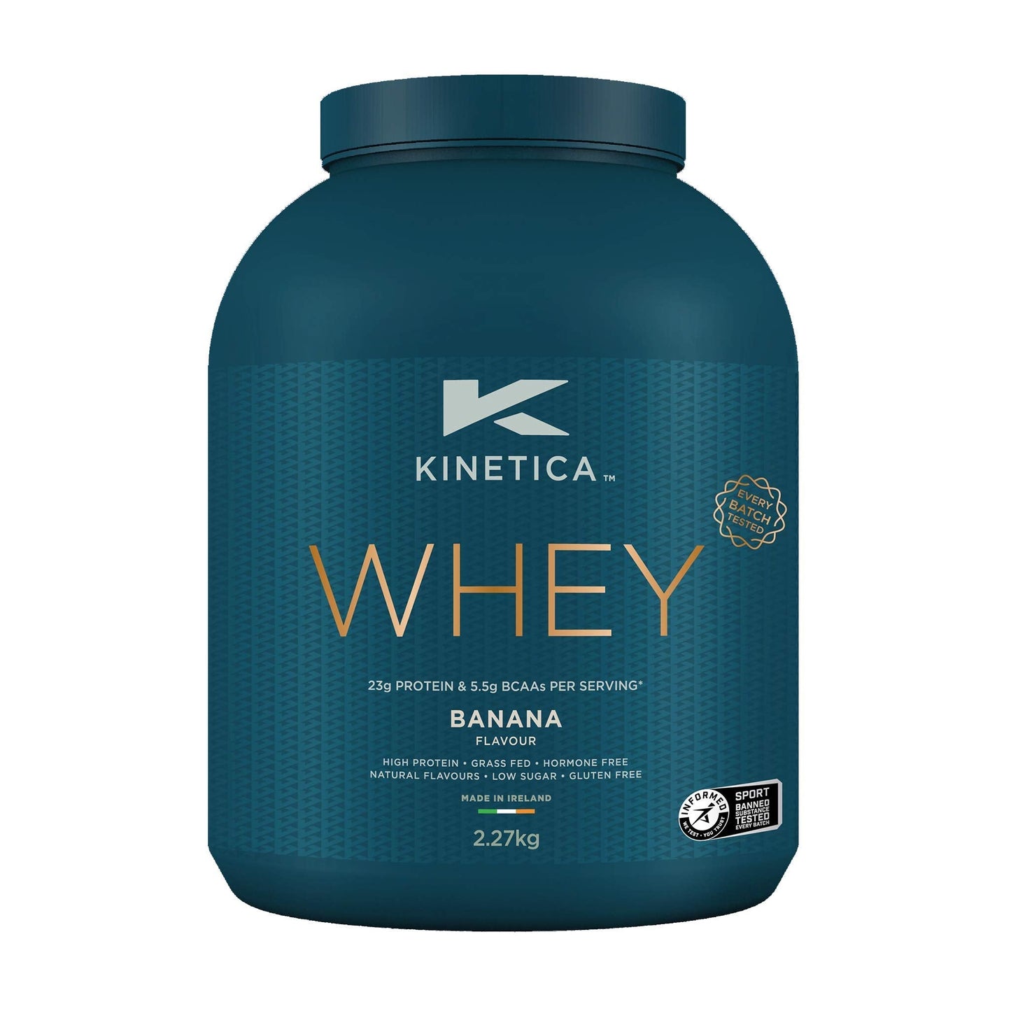 Kinetica Banana Whey Protein Powder | 2.27kg | 23g Protein per Serving | 76 Servings Kinetica
