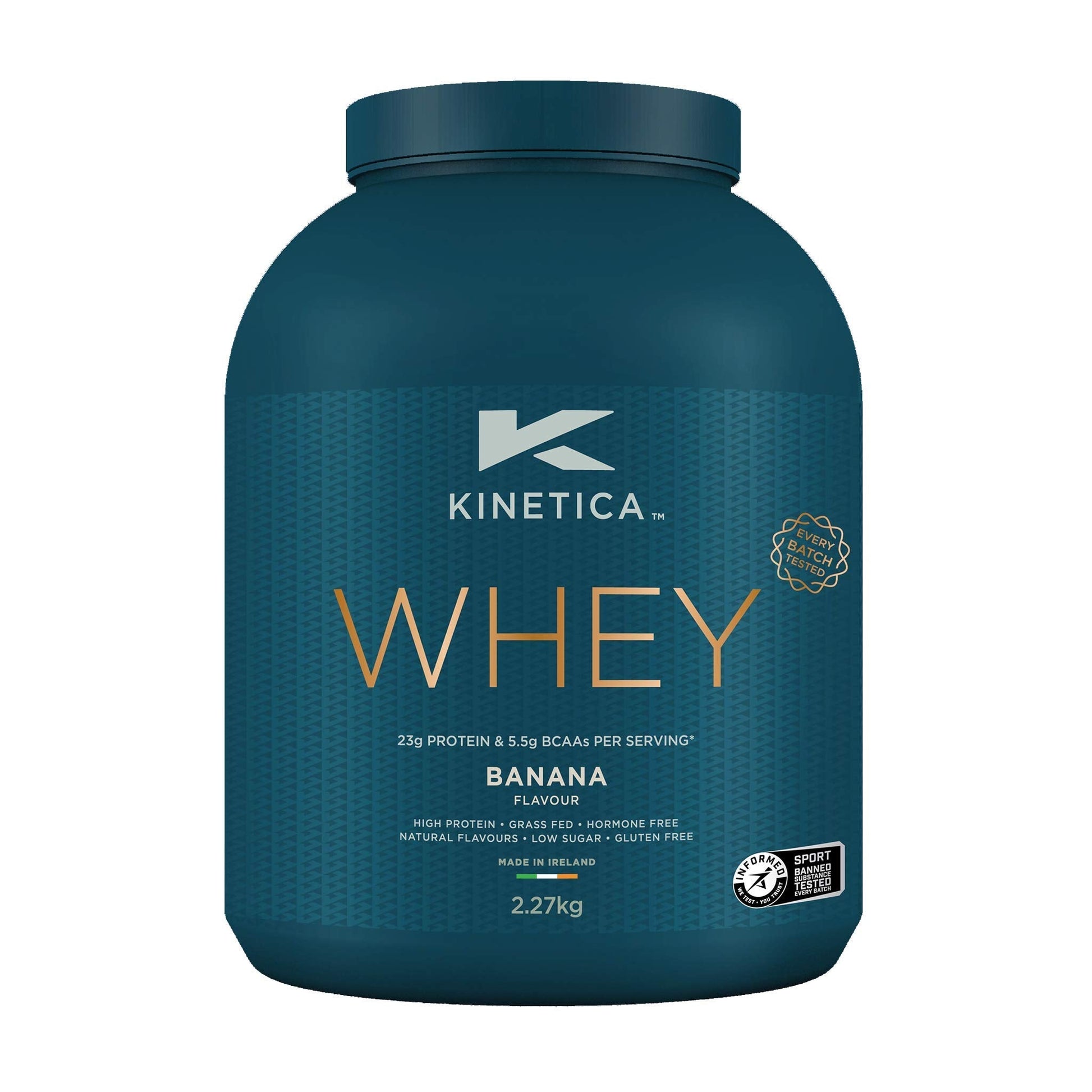 Kinetica Banana Whey Protein Powder | 2.27kg | 23g Protein per Serving | 76 Servings Kinetica