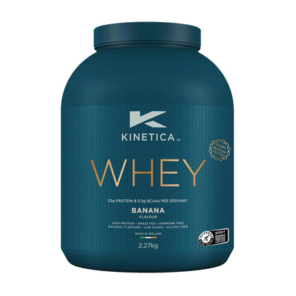 Kinetica Banana Whey Protein Powder | 2.27kg | 23g Protein per Serving | 76 Servings Kinetica