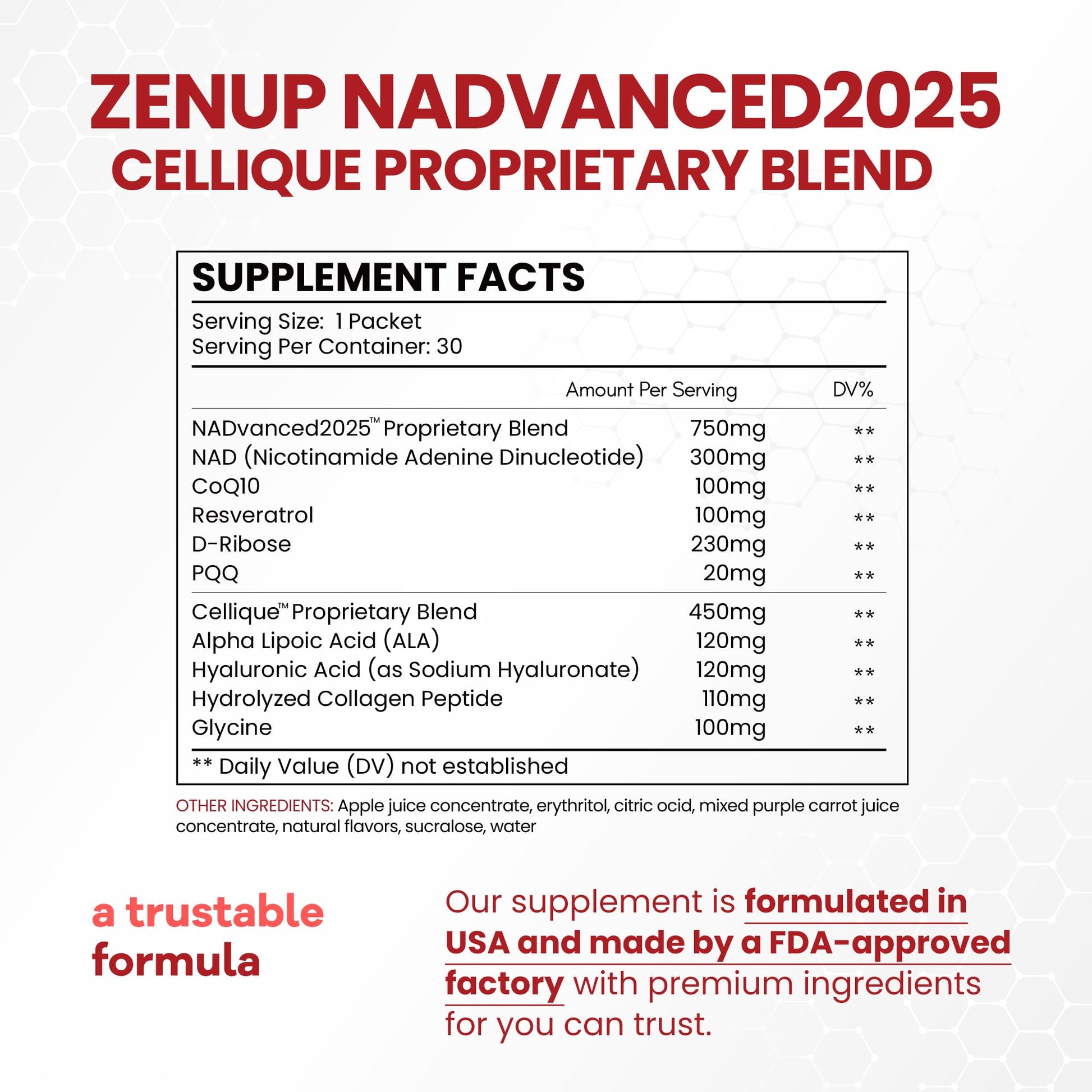 ZenUP Liquid NAD, Extra Strength 1,200mg NAD+ Supplement with CoQ10, Resveratrol, D-Ribose & PQQ for Men & Women, Natural NAD+ Stick for Anti-Aging, Energy, Focus - 30 Packets ZenUPBuy Supplements Australia
