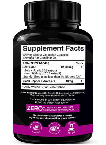Beet Root Extract Capsules - 12000mg 20x Concentrated Beet Root Capsules Supplement X Gold Health