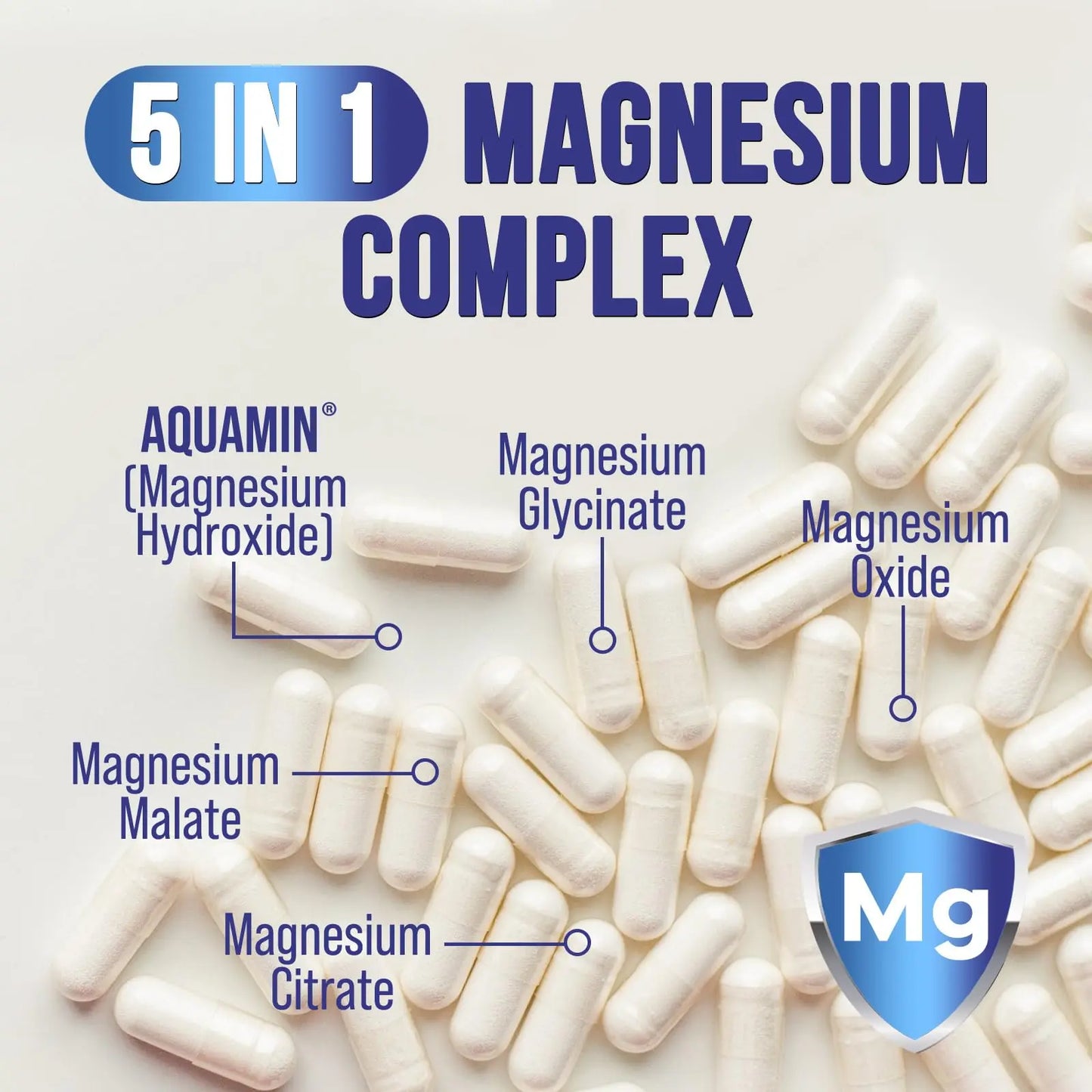 Magnesium Complex Capsules - 500mg per Serving Magnesium - High Absorption Chelated Mineral Supplement - with Oxide, Glycinate, Malate, Citrate for Muscle Bone and Heart Health Support - 120 Capsules Health Nutrition Naturals buy supplements Au