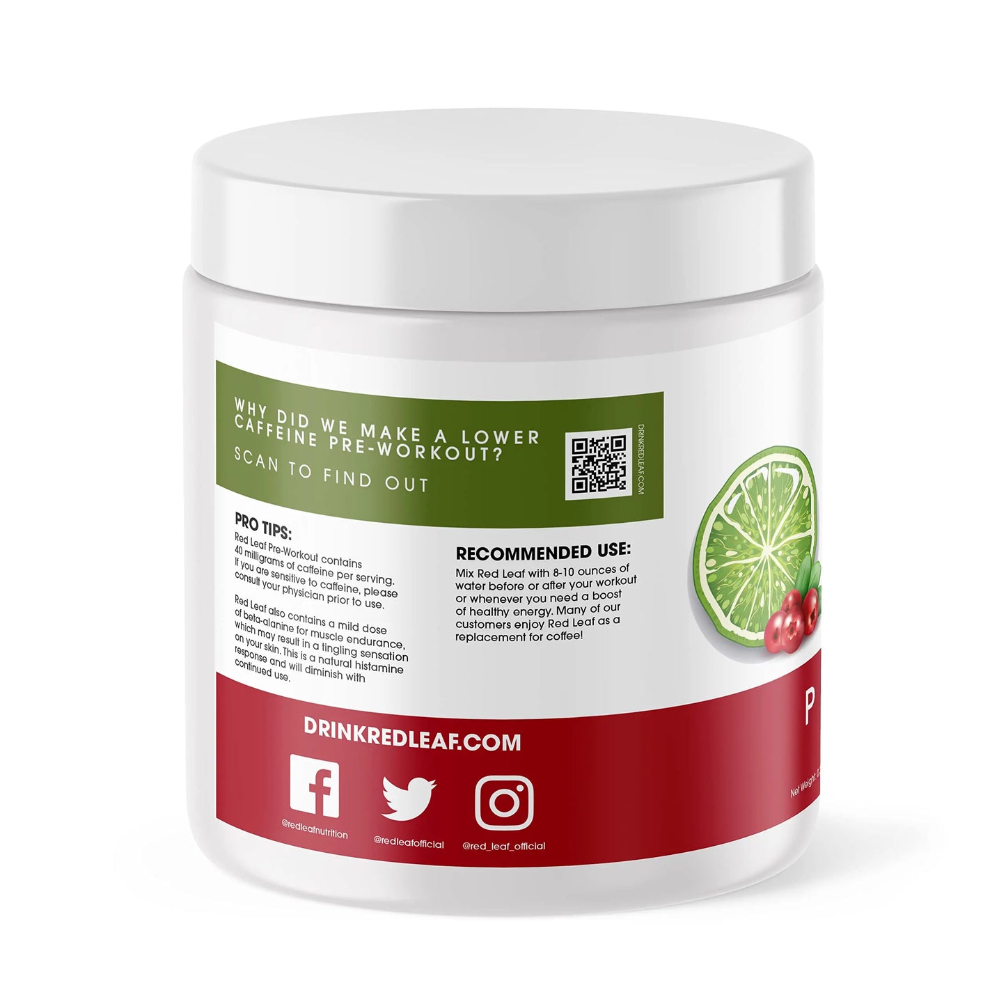 Red Leaf Pre Workout Energizer Powder, BCAA's, Beta-Alanine, Amino Acids and Green Tea Red Leaf