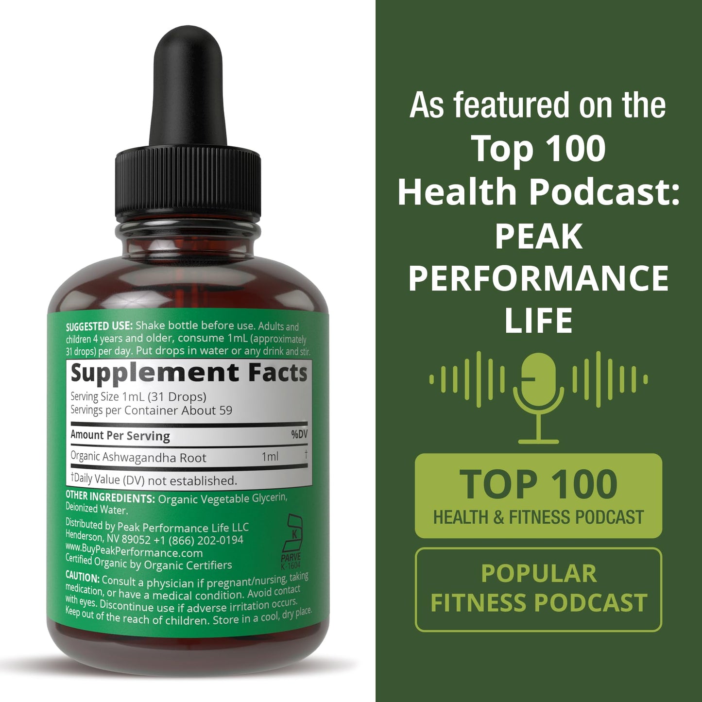 Ashwagandha Liquid Drops. USDA Organic Vegan Supplement. Extra Strength Ashwagandha Root Extract for Women, Men, Kids. with Adaptogens. Zero Sugar, Organic, Gluten Free Tincture Supplements. Peak PerformanceBuy Supplements Australia