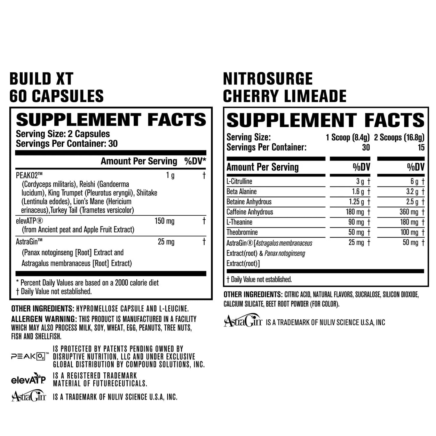 Jacked Factory Nitrosurge Pre-Workout in Cherry Limeade & Build XT Muscle Building Jacked Factory