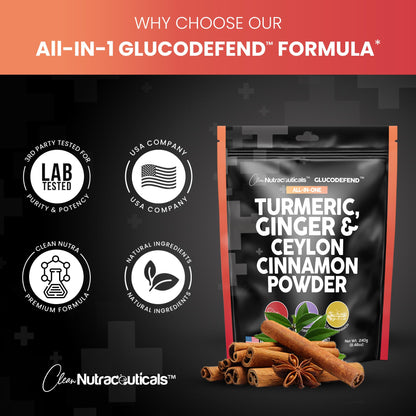 3in1 Turmeric Curcumin Ginger Root & Ceylon Cinnamon Powder Suppleme Clean Nutraceuticals