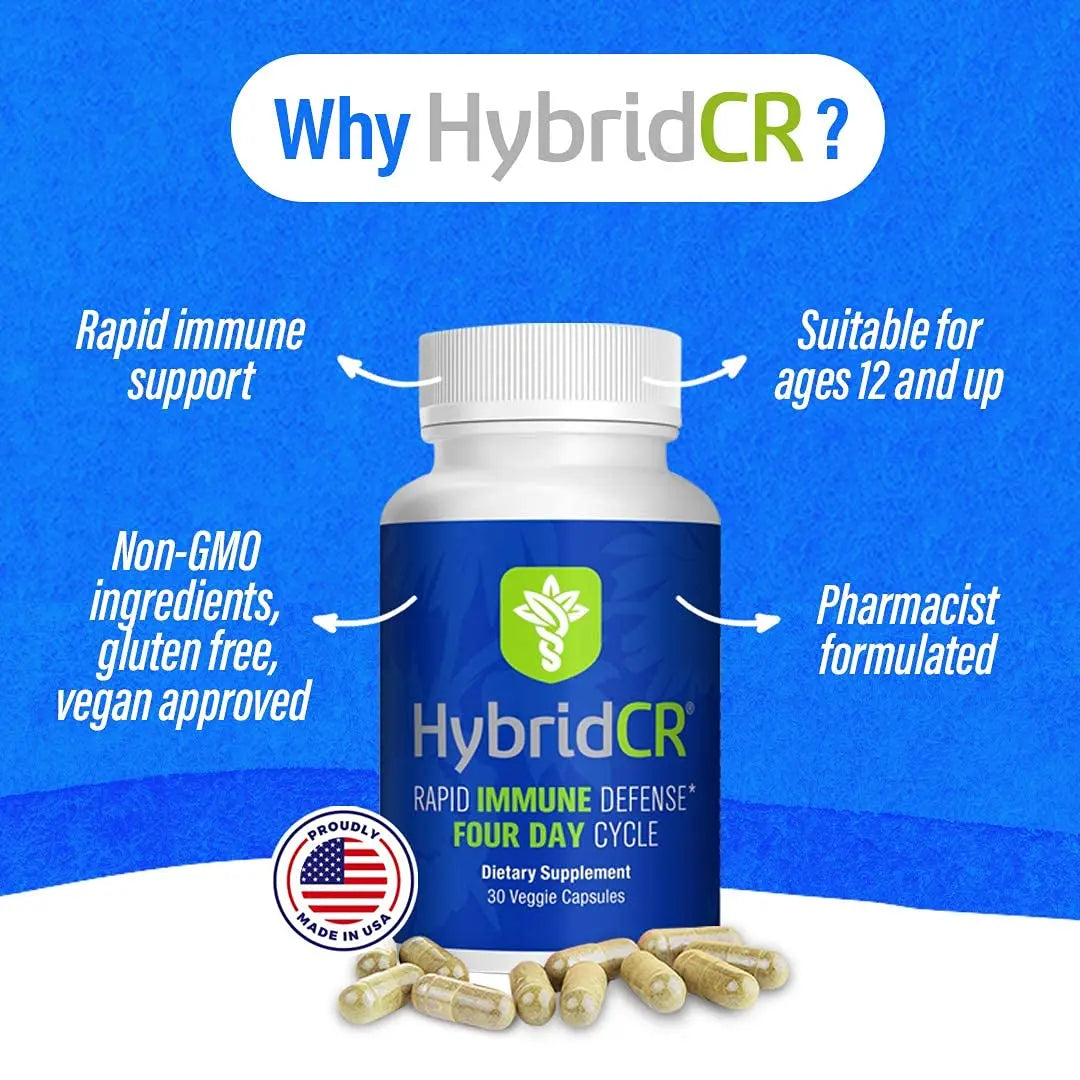 HybridCR Rapid Immunity Supplement | Zinc, Echinacea, Andrographis, Ginseng, Selenium, Gluten-Free & Non-GMO | 5-in-1 Immune Support Supplement | Pharmacist Formulated 1 Month Supply (30 Veggie Caps) Hybrid Remedies buy supplements Au