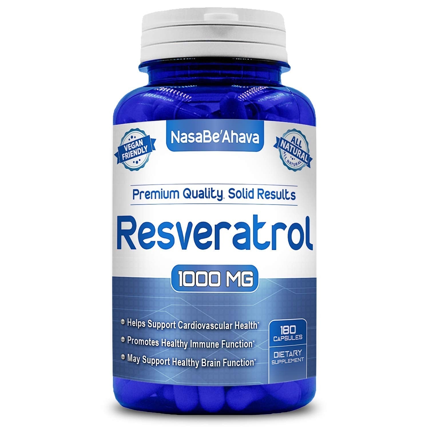 NASA Beahava 100% Pure Resveratrol - 1000mg Per Serving Max Strength (180 Capsules)