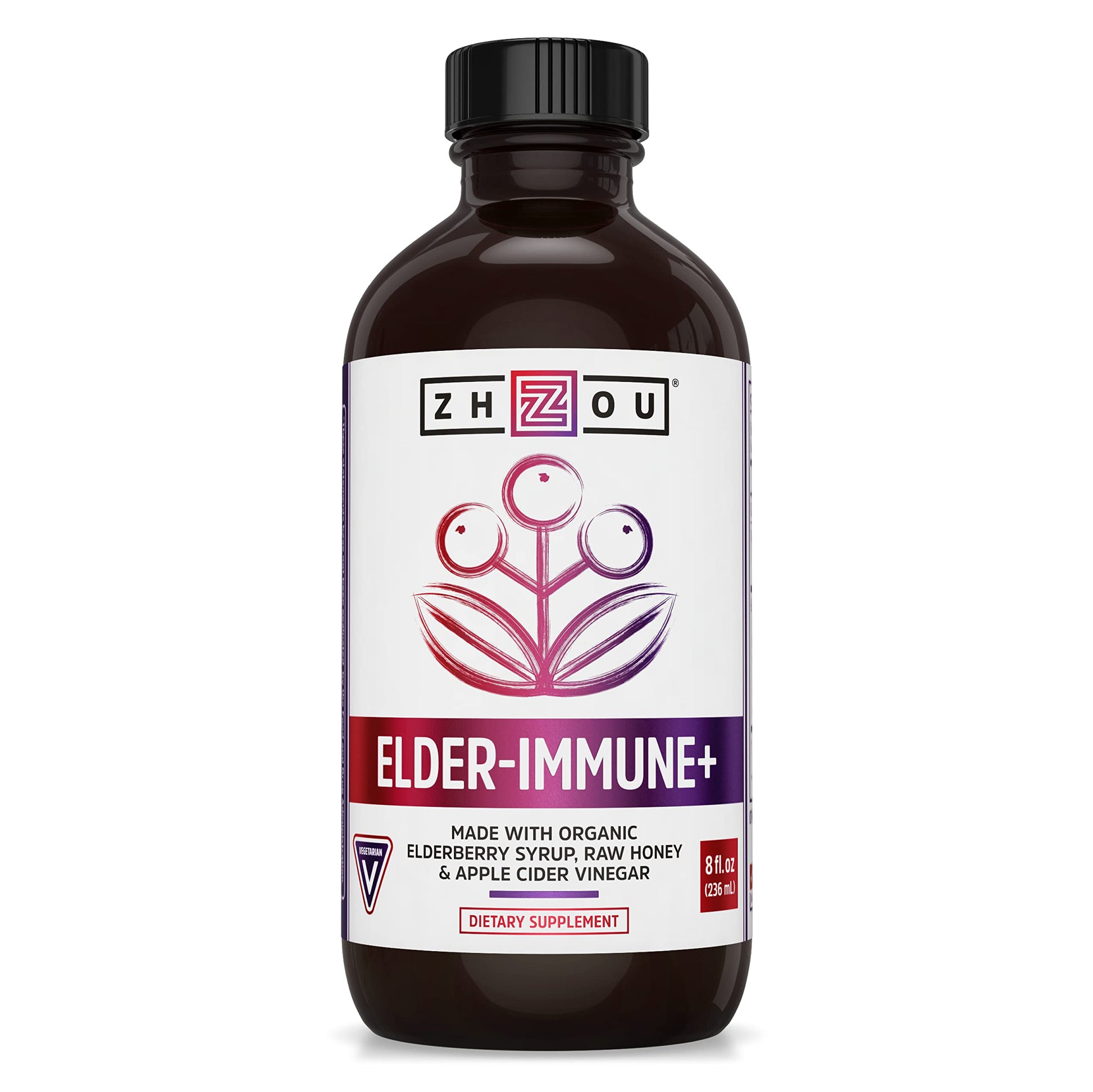 Zhou Nutrition Elderberry Syrup, Immune System Booster with Organic Elderberry Syrup Zhou Nutrition