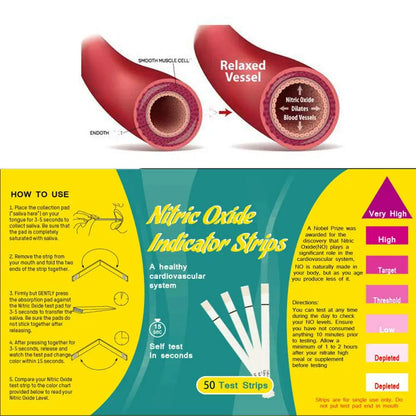Nitric Oxide Test Strips [50strips]- Nitric Oxide Indicator Strips Work by Measuring The TONNYLAB