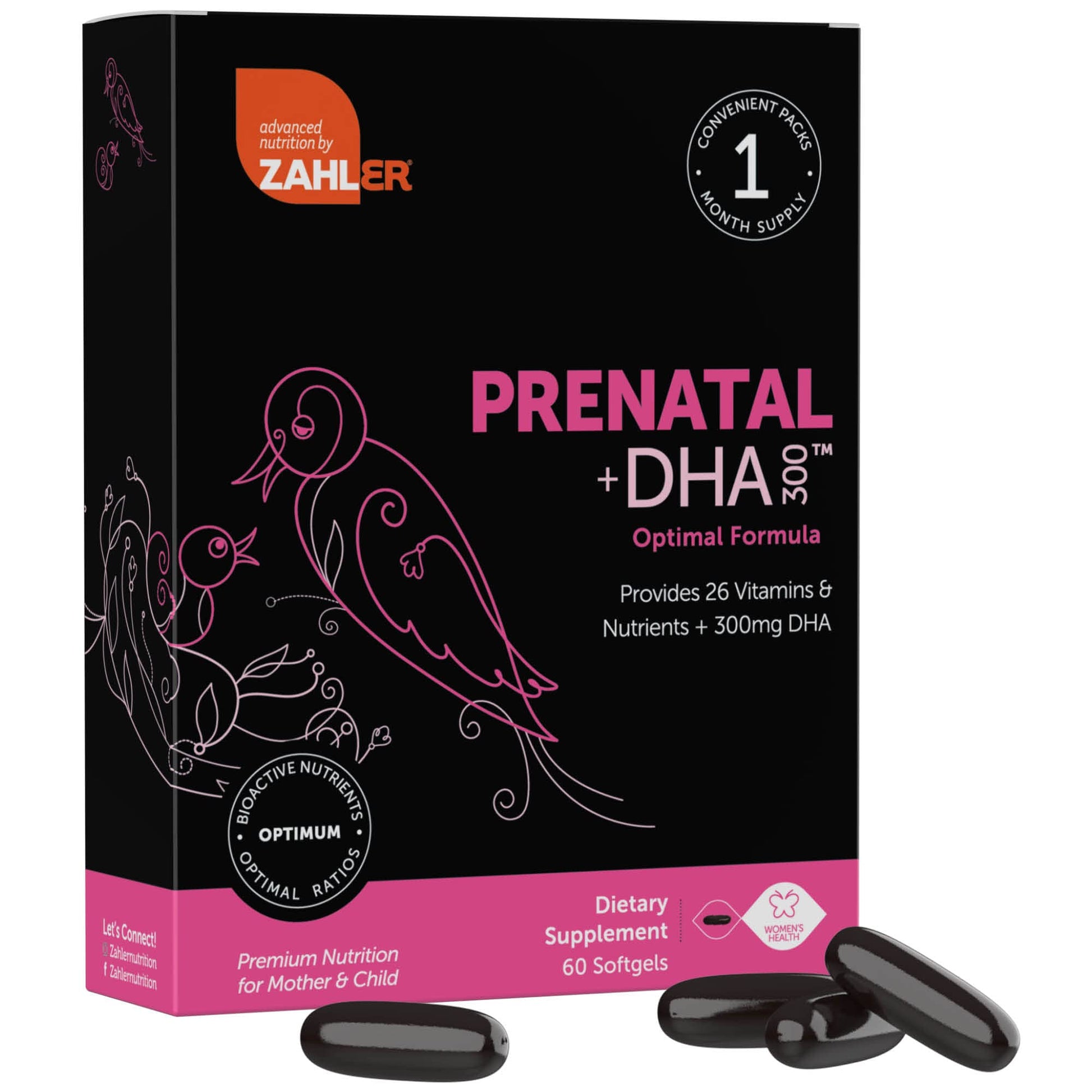 Zahler Prenatal Vitamin with DHA & Folate - DHA Supplements & Prenatal Multivitamin Zahler