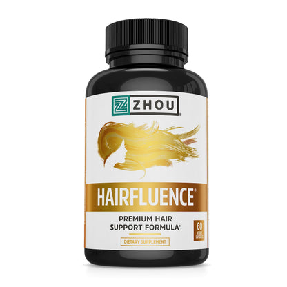 Zhou Hairfluence, Hair Growth Supplement with Biotin 5000mcg, Collagen, Keratin, Zhou Nutrition