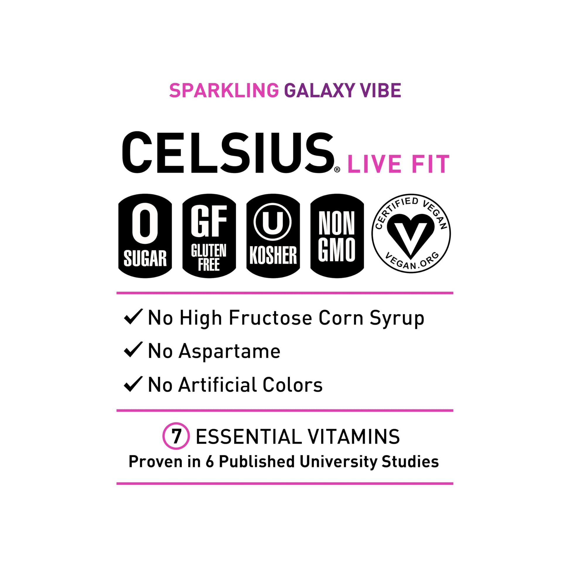 CELSIUS Sparkling Galaxy Vibe, Functional Essential Energy Drink 12 Fl Oz (Pack of 12) CELSIUSBuy Supplements Australia