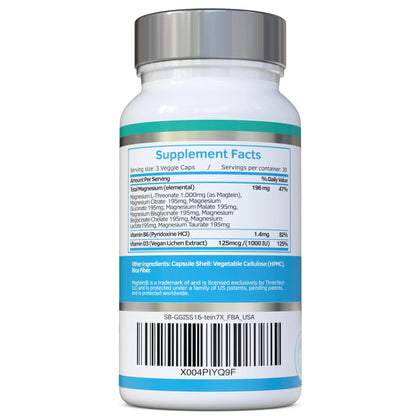Magnesium L-Threonate Complex 7-in-1 with 1000mg of Magtein Plus Magnesium as Bisglycinate, Taurate, Citrate, Gluconate, Malate & Lactate - Supports Sleep - Vegan, US Made and No Artificial Nasties swiss bioenergetics buy supplements Au