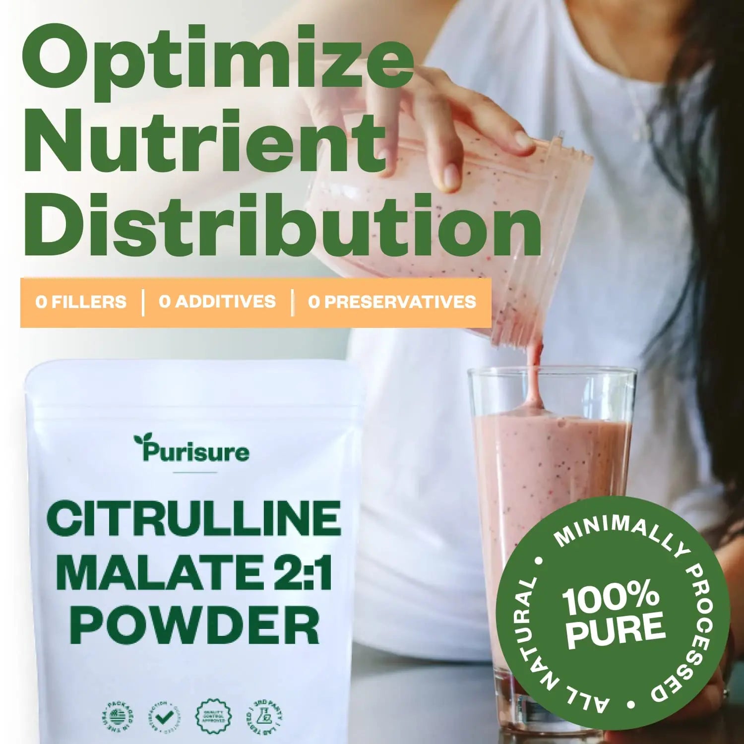 Purisure L-Ctrulline Powder 250g, Premium Citrulline 2:1 Malate Supplement for Strength Purisure