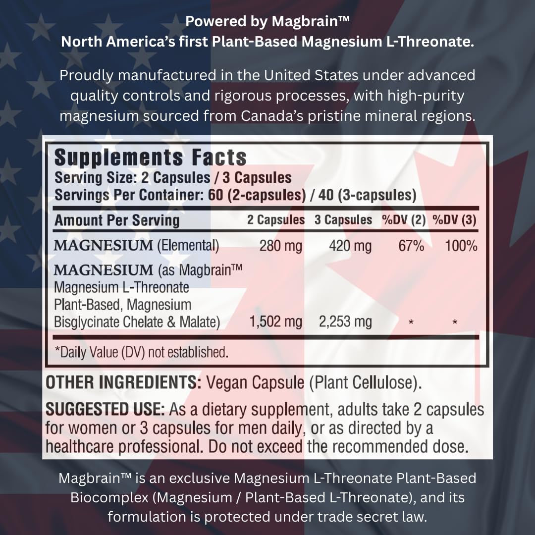 Kappa Nutrition Powered by Magbrain™ Magnesium L-Threonate Plant-Based, 420mg Elemental Magnesium (3 Capsules) from 2,253mg, 120 Vegan Capsules, Brain, Sleep & Muscle Support. KAPPA NUTRITIONBuy Supplements Australia