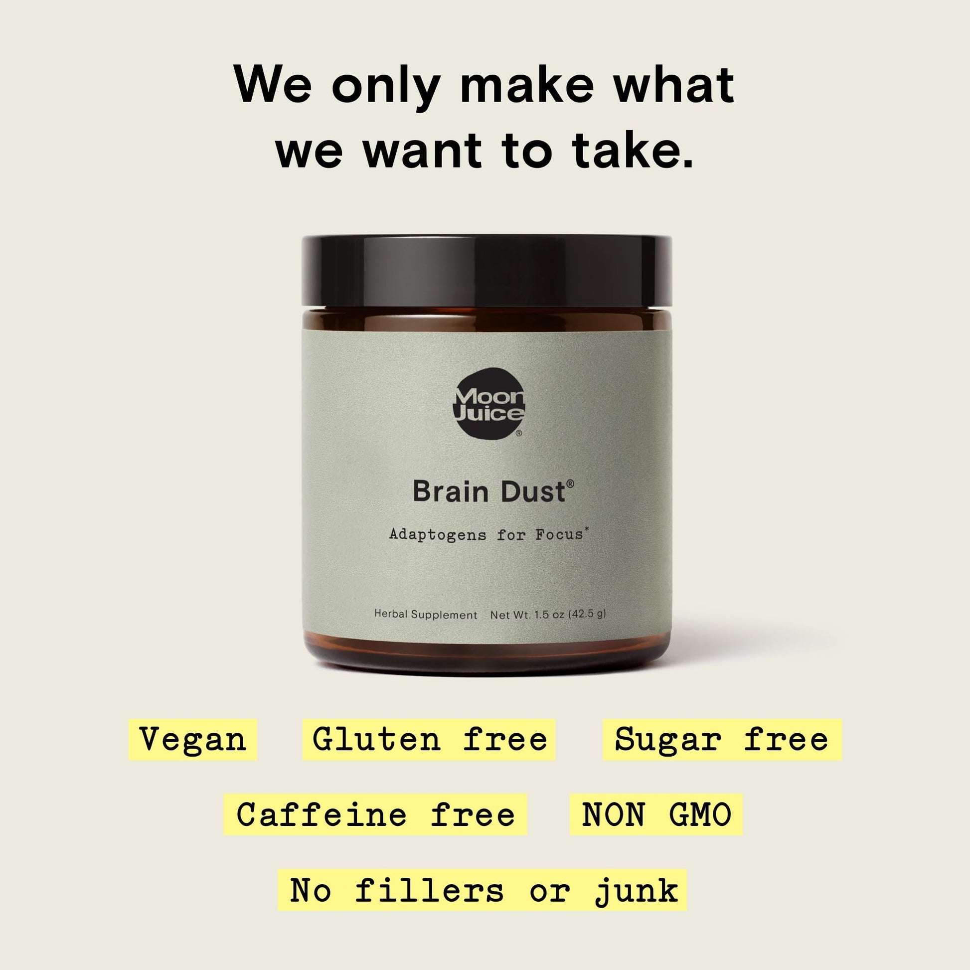 Moon Juice Brain Dust - Adaptogenic Mushroom Supplement for Memory & Focus - Lion’s Mane, Ginkgo Biloba & Ashwagandha - Caffeine-Free, Vegan Brain Supplement - 1.5 oz Moon JuiceBuy Supplements Australia