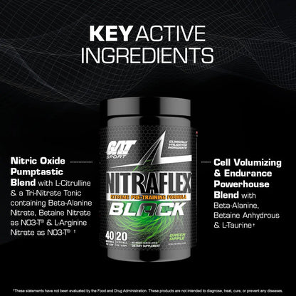 GAT SPORT Nitraflex Black Pre-Workout Powder, Extreme Pre-Training Formula for Men GAT SPORT