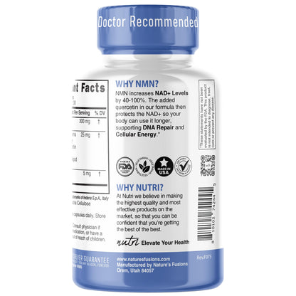 NMN Supplement 300mg NAD Supplement - (2 Pack) Nutri Ultra High Absorption Stabilized NMN Nicotinamide Mononucleotide, 40% More NAD+ w/ Quercetin Phytosome & Black Pepper - mnm supplement 120 Capsules Nature's FusionsBuy Supplements Australia