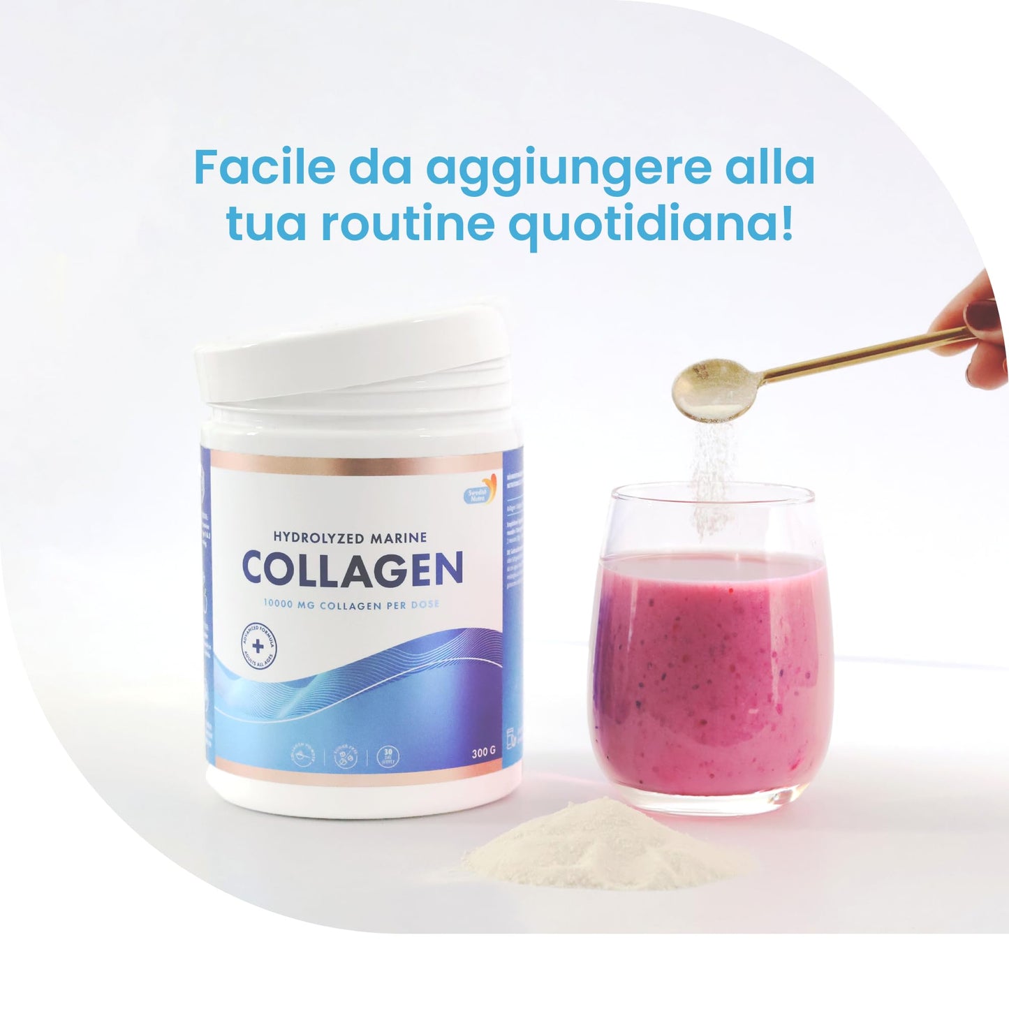 100% Marine Collagen Powder 300g I Pure Hydrolyzed Collagen Powder (Type I & III) Swedish Nutra