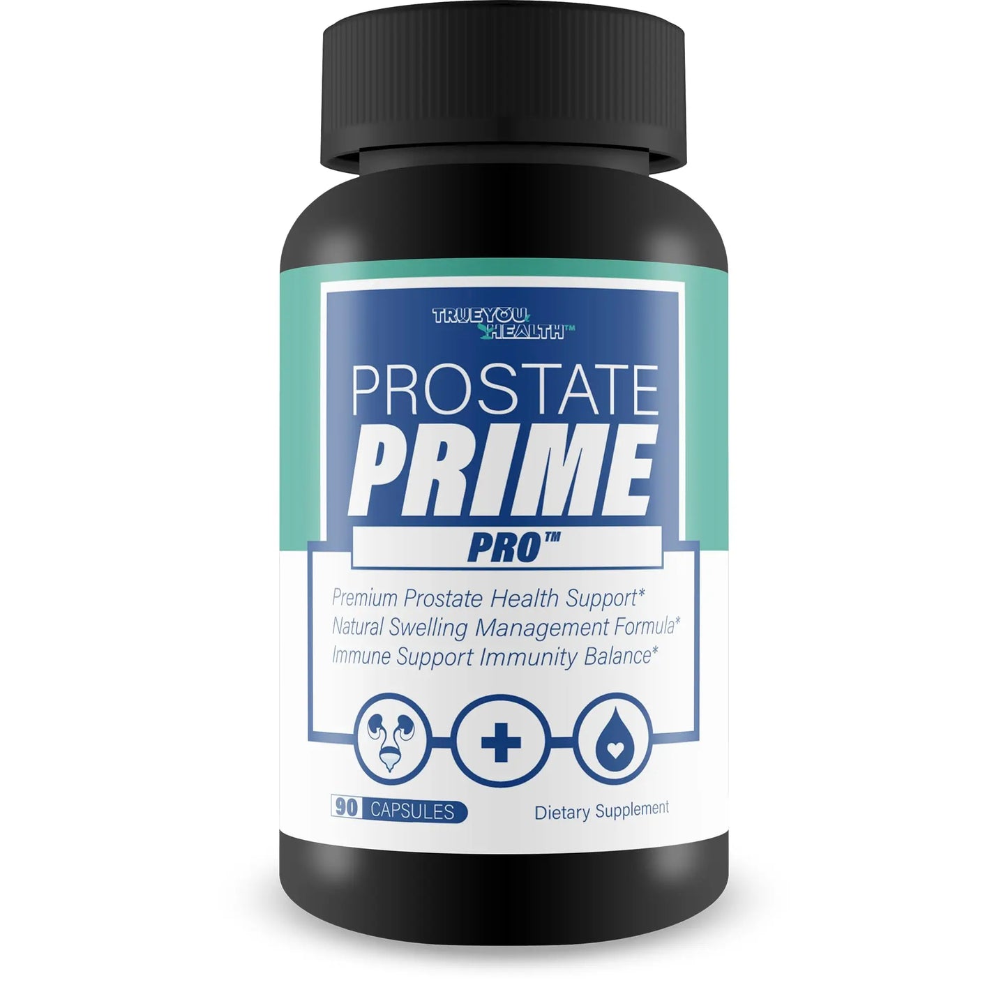 Supplement bottle labeled 'Prostate Prime Pro' on a white background