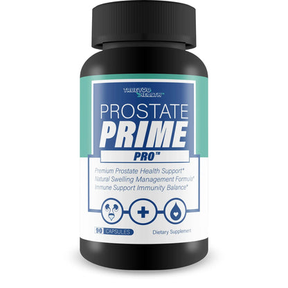 Supplement bottle labeled 'Prostate Prime Pro' on a white background