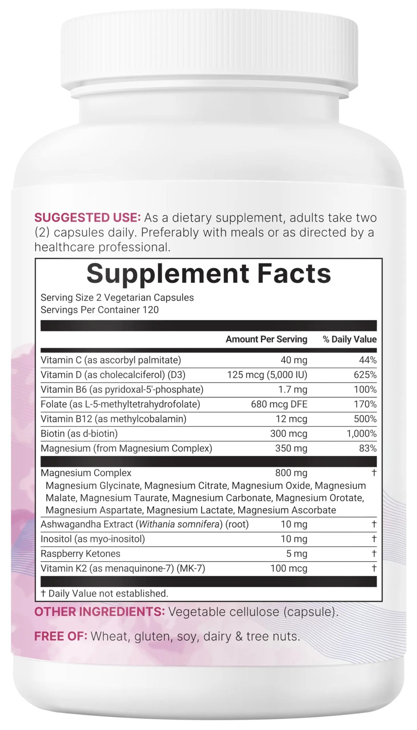 Magnesium Complex for Women, 240 Vegetarian Capsules | 20-in-1 Formula - Magnesium Blend with Vitamin D3, K2 Micro Ingredients