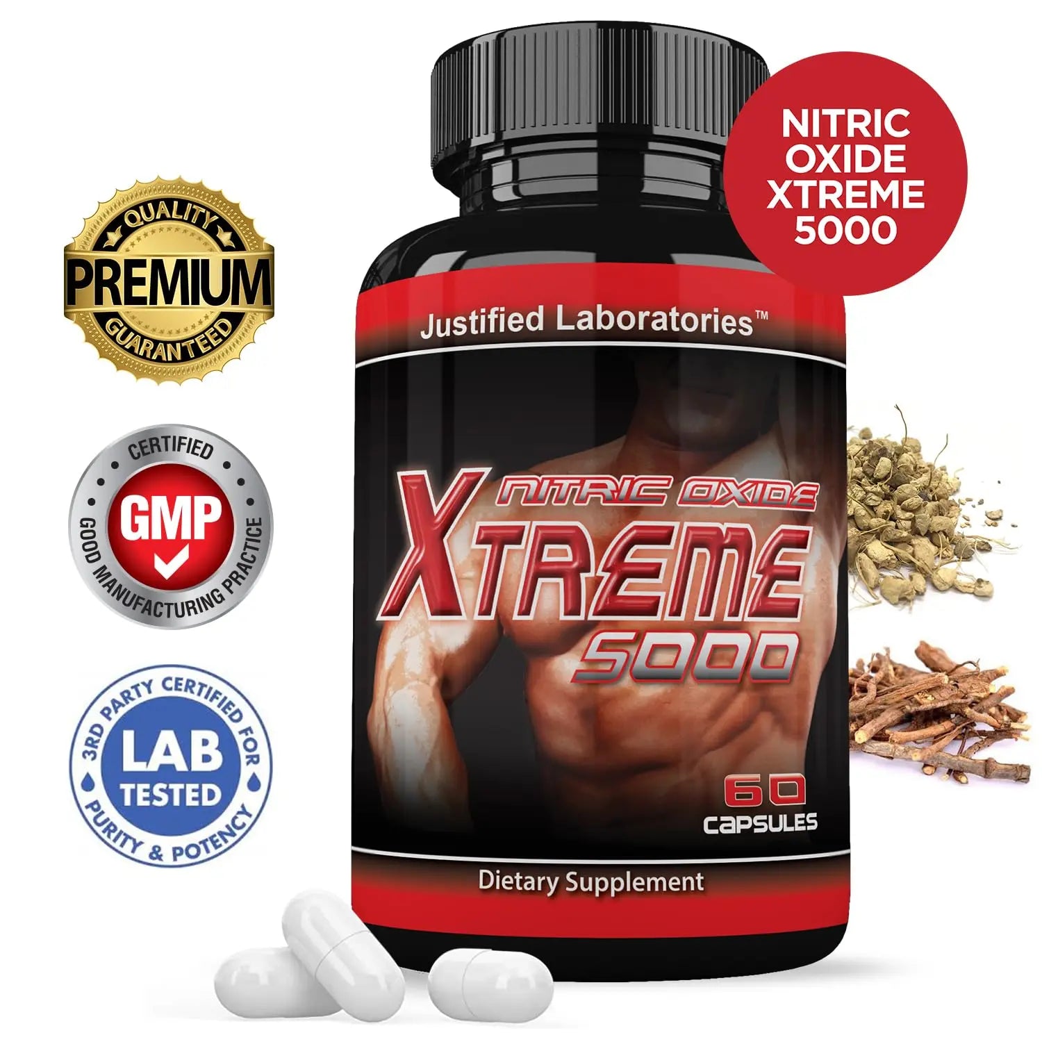 Nitric Oxide Xtreme 5000 Advanced Men's Heath Formula 60 Capsules Justified Laboratories