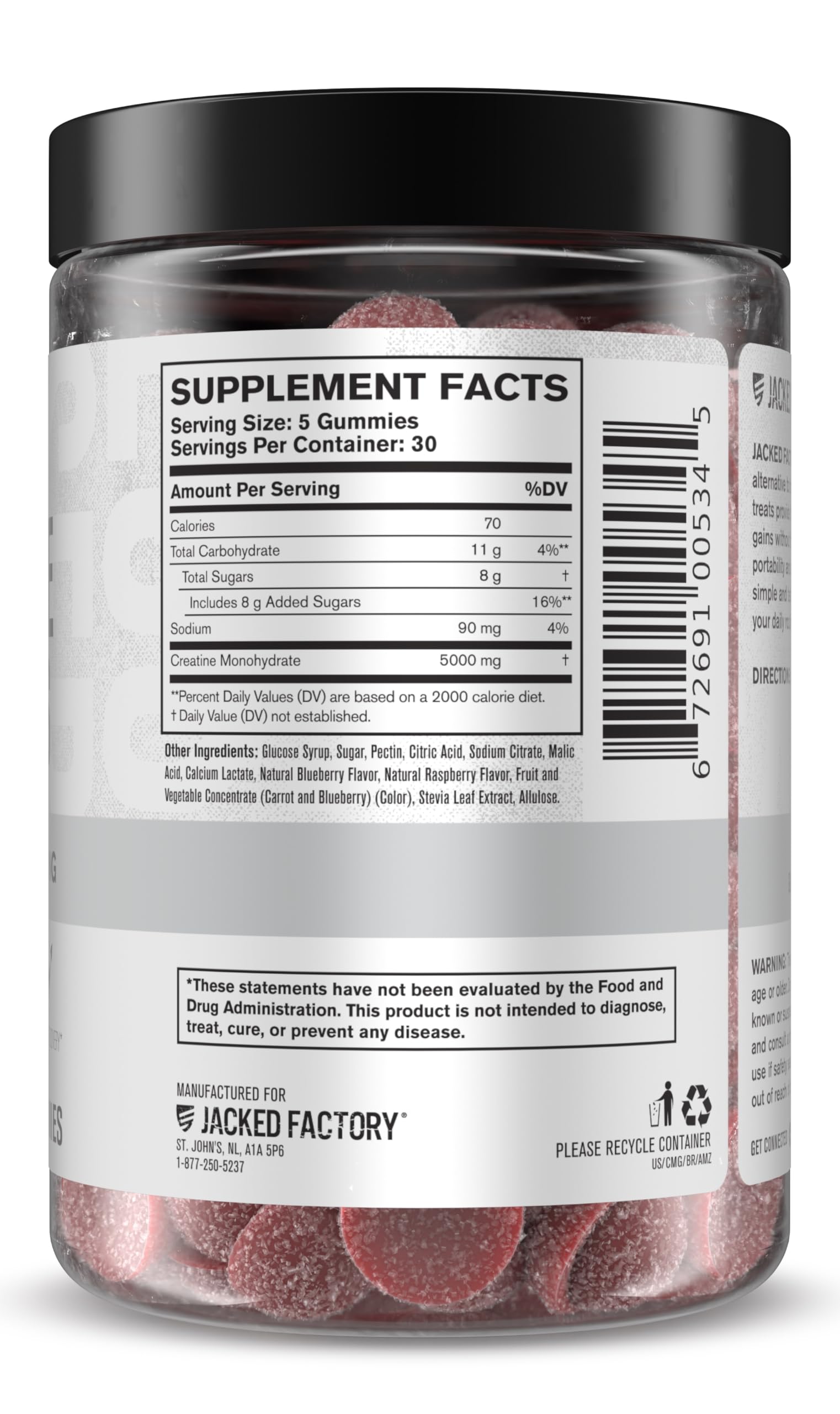 Jacked Factory Creatine Gummies 5g Daily Dose (1g per Gummy) - Creatine Gummy for Men and Women, Vegan-Friendly, Travel-Friendly, Third-Party Tested - 150 Gummies, Blue Raspberry Jacked FactoryBuy Supplements Australia