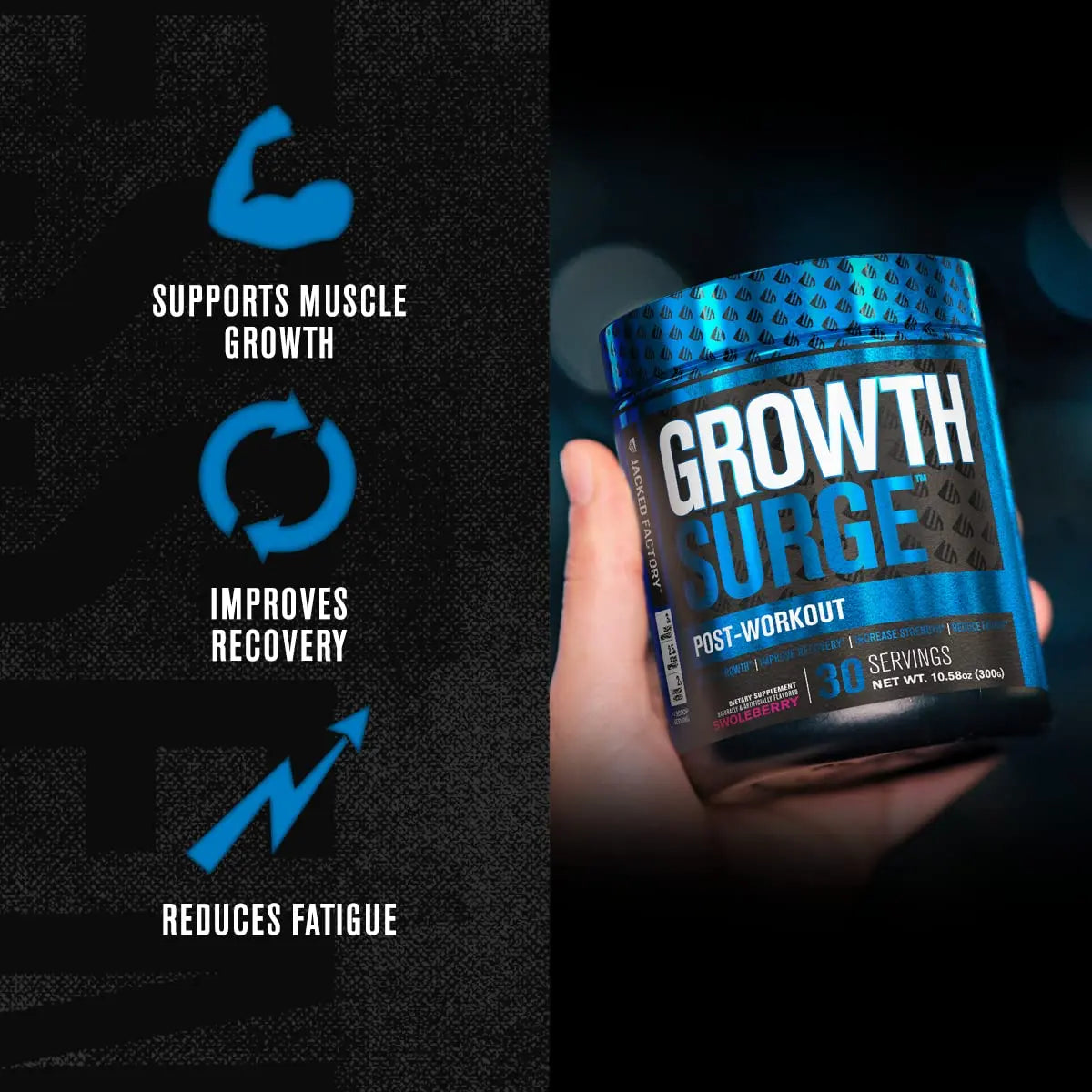 Jacked Factory N.O. XT Nitric Oxide Supplement, Growth Surge Post Workout Muscle Jacked Factory