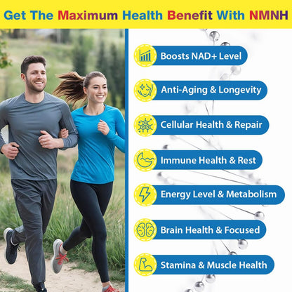 NMNH (NMN Supplement Alternative) NAD Supplements for Anti Aging, Energy, Immune, Focus (Dihydronicotinamide Mononucleotide) 500mg, to Boost NAD+ Levels As We Age, Pure Organic - 60 Capsules BeyyolyBuy Supplements Australia