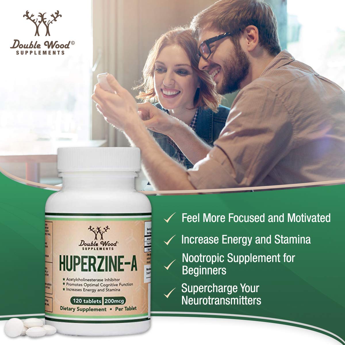 Huperzine A 200mcg (Third Party Tested) 120 Tablets, Brain Supplement to Promote Acetylcholine (Acetylcholinesterase Inhibitor) - Supports Memory and Focus by Double Wood Double Wood SupplementsBuy Supplements Australia