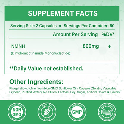 SUPRANOURISH Pure NMNH Supplement 120 Capsules - 800mg High-Purity NMNH Supplements, NAD Supplement for Boost NAD+ for Anti-Aging & Cellular Energy SUPRANOURISHBuy Supplements Australia