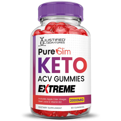 (2 Pack) Pure Slim Keto ACV Gummies Extreme 2000MG PureSlim Keto Gummies Justified Laboratories