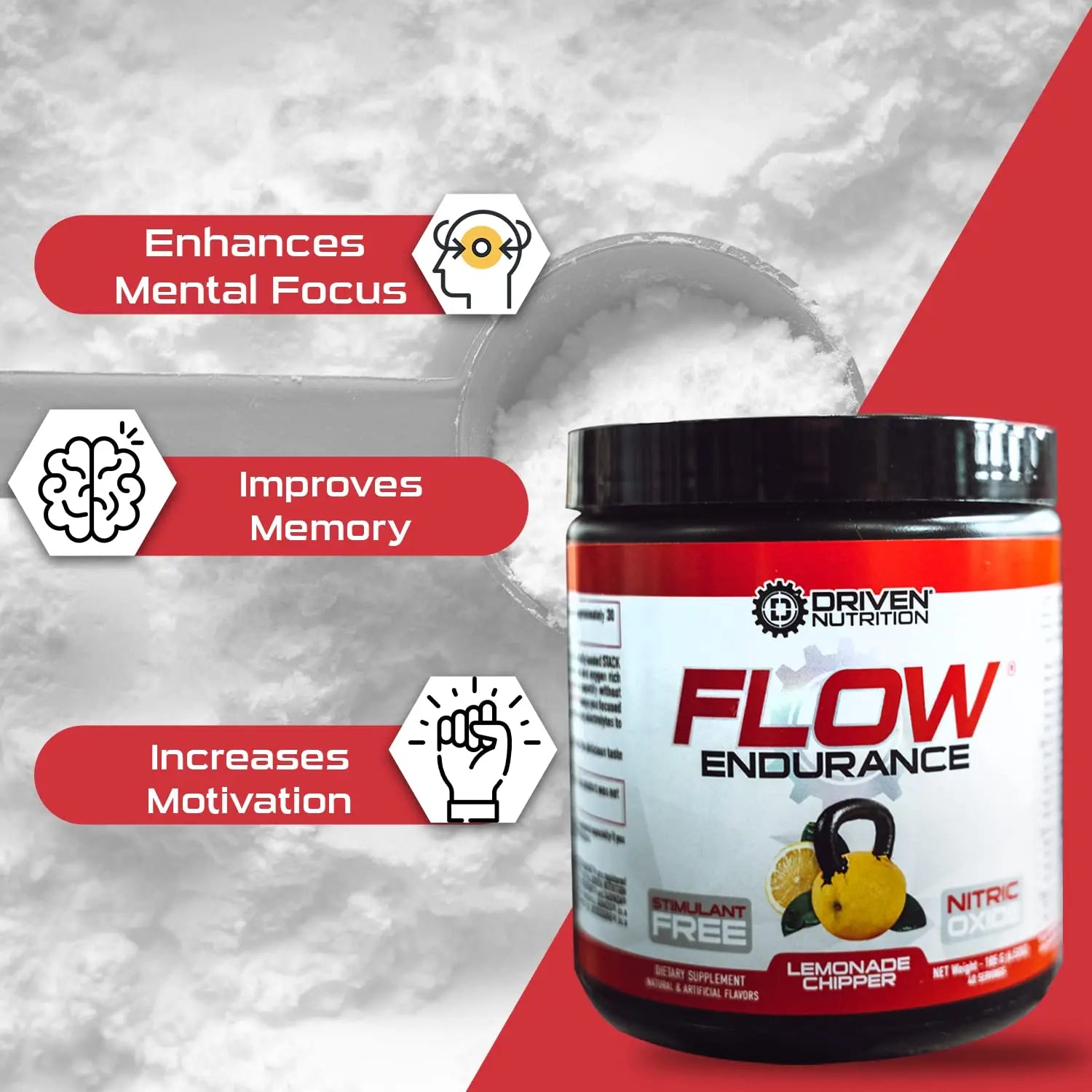 Driven Nutrition Flow - Cognitive Nitric Oxide Nootropic - Endurance & Energy - Increase Driven Nutrition