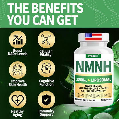 NMNH Supplement 1000mg - Nicotinamide Mononucleotide Alternative, Boost NAD+ with Liposomal Resveratrol & Nicotinamide Riboside NR, for Healthy Cellular, Aging, Energy, 120 Vegan Non-GMO Capsules QmiozzyBuy Supplements Australia