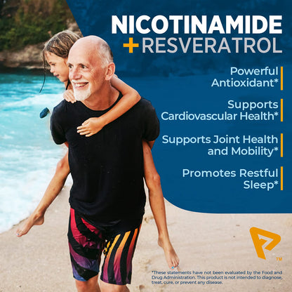 Nicotinamide 500 mg with Resveratrol 100 mg 120 Veggie Capsules - Non-GMO Vitamin B3, Supports Metabolic Health, NAD+, Skin Cell & Mitochondrial Energy Production. Made in USA for Men and Women Prime FormulasBuy Supplements Australia