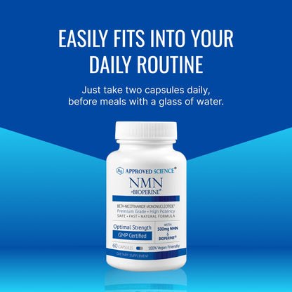Approved Science NMN - 500mg Stable NMN - Cellular Energy, Healthy Aging - Pack of 1 - Made in USA - Vegan Approved ScienceBuy Supplements Australia
