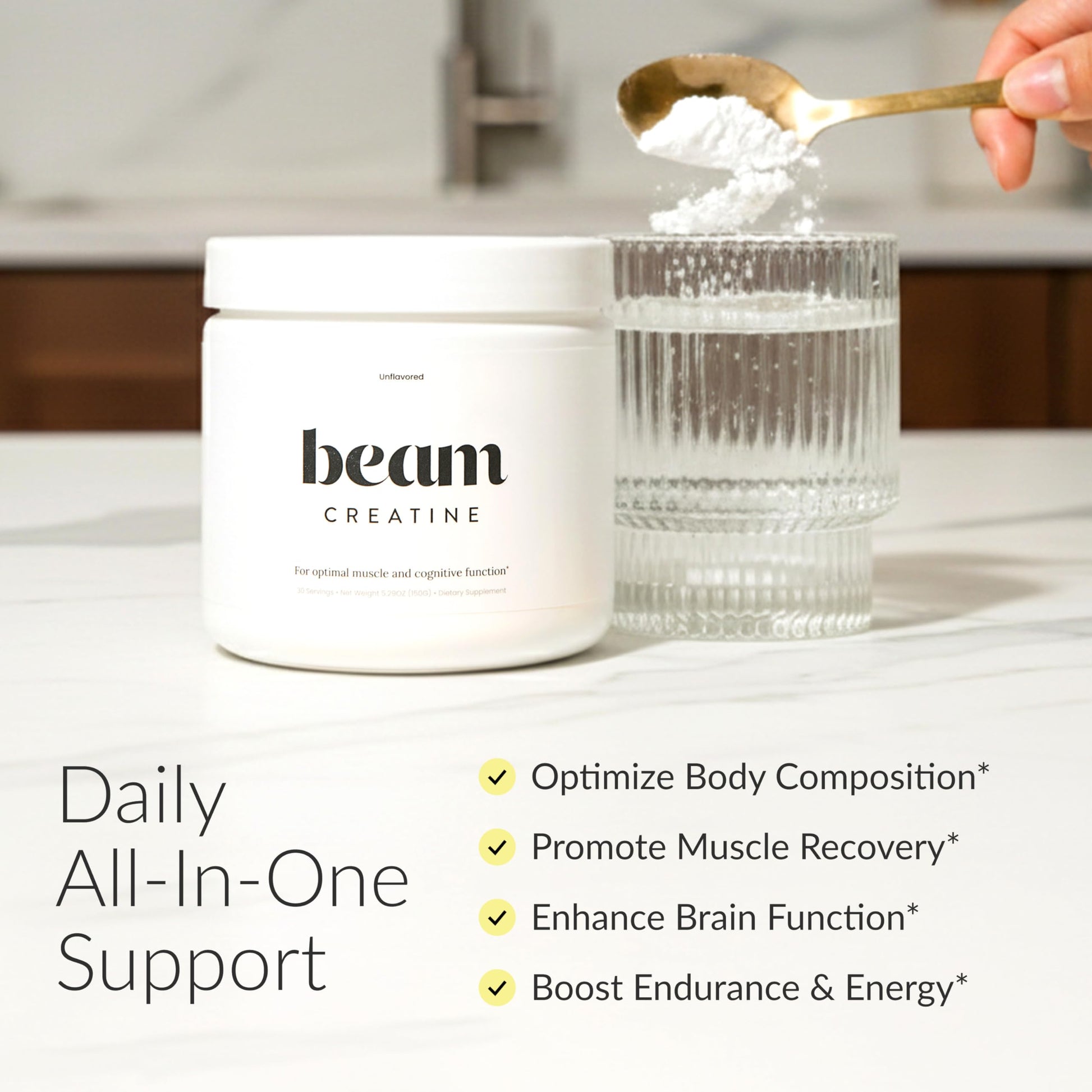 Beam Creatine Monohydrate Powder – 5g Micronized Creatine Monohydrate, Third Party Tested Creatine for Women & Men, Muscle Strength, Growth, Recovery & Cognitive Support, Unflavored, 30 Servings BeamBuy Supplements Australia