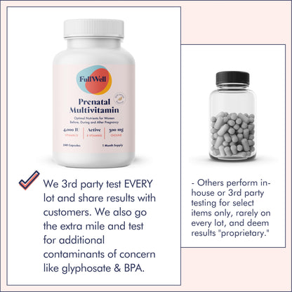 FullWell Prenatal Vitamins Lemon | choline, folate, vitamin D for fetal growth, brain development FullWell