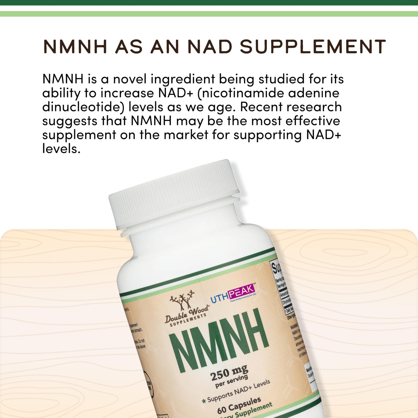 NMNH (NMN Supplement Alternative) Only Clinically Studied Ingredient - Boosts NAD+ Levels for Anti Aging and Cell Regeneration by Double Wood Double Wood SupplementsBuy Supplements Australia