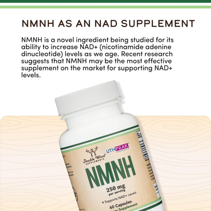NMNH (NMN Supplement Alternative) Only Clinically Studied Ingredient - Boosts NAD+ Levels for Anti Aging and Cell Regeneration by Double Wood Double Wood SupplementsBuy Supplements Australia