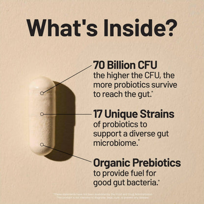 NatureWise Probiotics 70 Billion CFU - 17 Strains + Organic Prebiotics - Immune, Digestive & Gut Health Support for Women & Men - Vegetarian, Gluten-Free, Non-GMO - 30 Capsules[1-Month Supply] NatureWiseBuy Supplements Australia